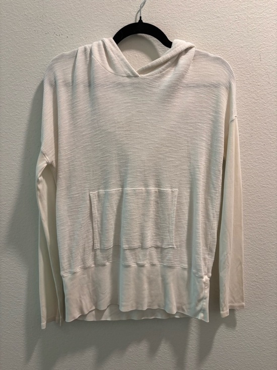 Stateside Tops - STATESIDE Cream Thermal Long Sleeve Top with hood, size M